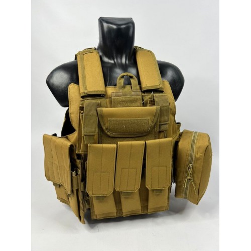 Тактический разгрузочный жилет «5 / пять карманов» с подсумками Tactical Molle Plate Carrier для съемных бронепластин в Мытищах